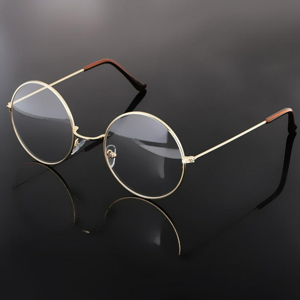 Gafas redondas Vintage para hombres y mujeres, lentes transparentes, marco  de Metal redondo dorado, gafas ópticas, gafas falsas - AliExpress