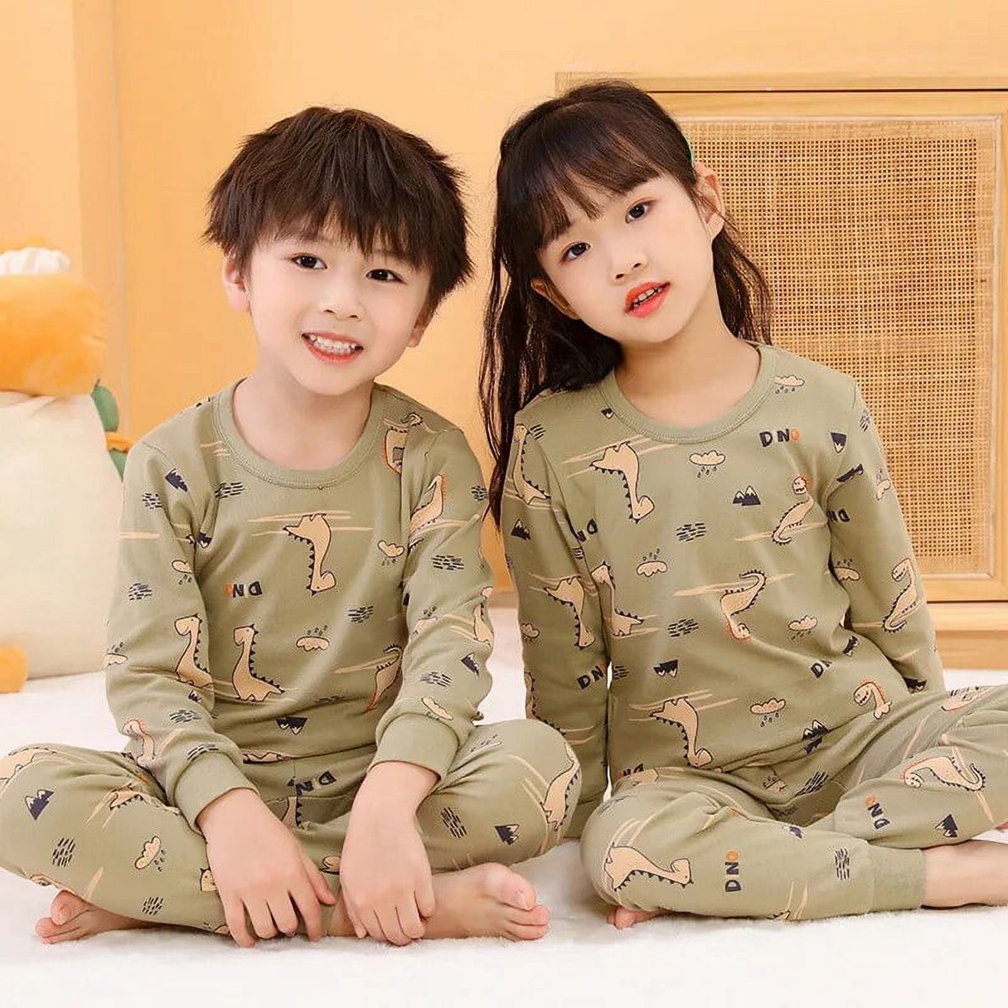 Pijamas para niños y niñas, ropa de dormir para niños de 6, 8, 10 y 12 años,  100% algodón, con dibujos de animales, pijamas de manga larga para Navidad