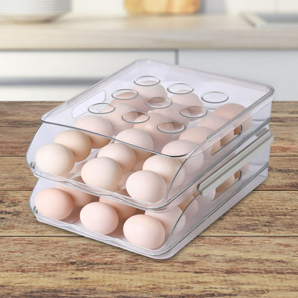 Caja de huevos transparente, organizador de nevera de múltiples