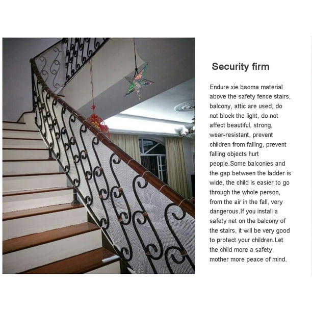 Red de malla de seguridad para balcón para bebés, barandilla para escaleras  protectoras para niños, juguetes y mascotas, red de riel de escalera de