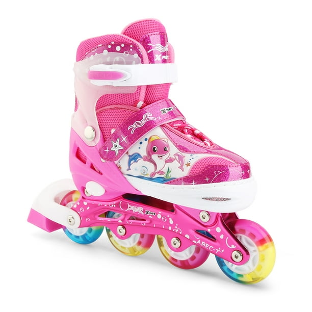 Juego De Patines Para Niñas Ruedas En Linea Rosado Inline Roller Skates  Pink
