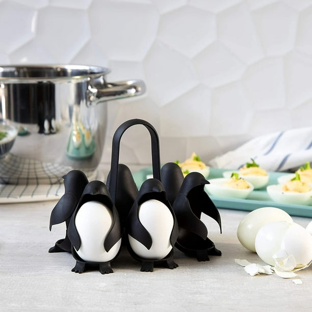 Peleg Design - Soporte de huevos 3 en 1 para hervir, guardar y servir,  escalfador en forma de pingüino para preparar huevos duros y blandos,  contiene