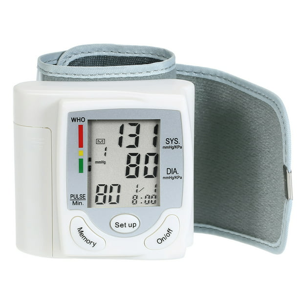 Pantalla LCD Monitor de presión arterial Medidor de pulso de muñeca  Pulsómetro digital automático Esfigmomanómetro Herramienta de diagnóstico  familiar Irfora Monitor de presión arterial