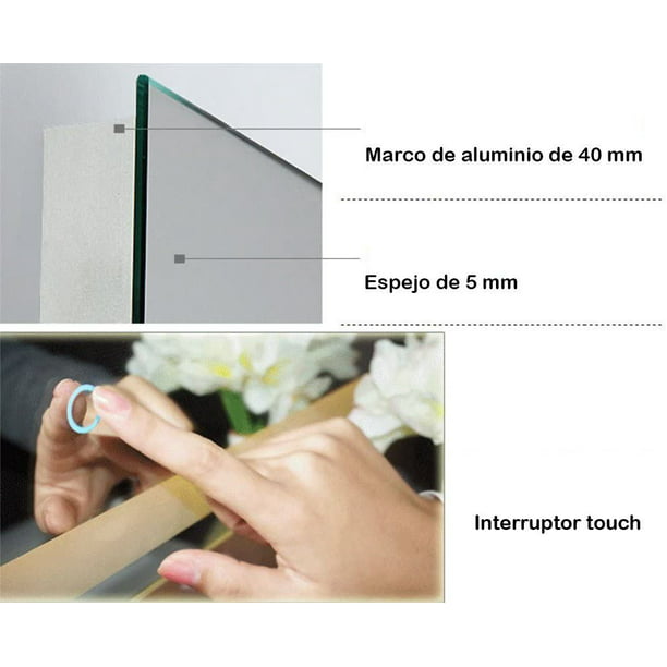 Esatto® Espejo Led Touch 80 X 60 Cms Para Baño El8060a