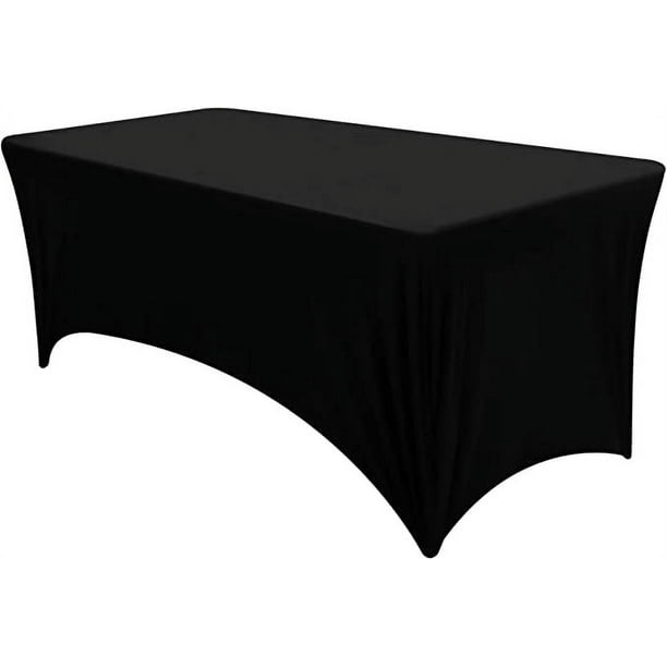 Cubierta de mesa rectangular de spandex a rayas en blanco y negro