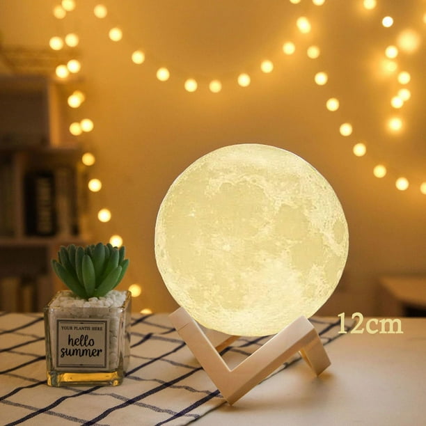 12cm 3D lampara luna decoración luces nocturnas lampara de noche dormitorio  luces led para habitacion