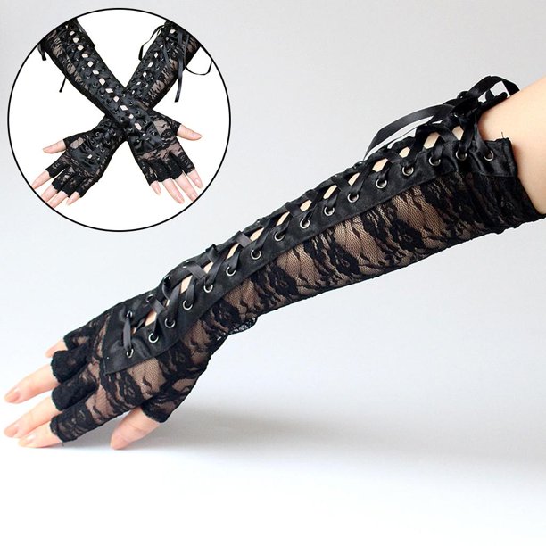 Guantes de cuero PU para mujer Guantes de mangas elásticas Traje de Negro  Colcomx Guantes largos