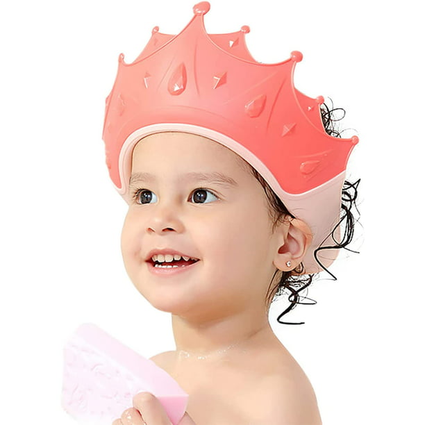 Gorro de ducha para bebé, visera de gorro de baño para niños, gorro  ajustable para ducha de bebé para protección de ojos, oídos y cara (rosa)  15 mm ×