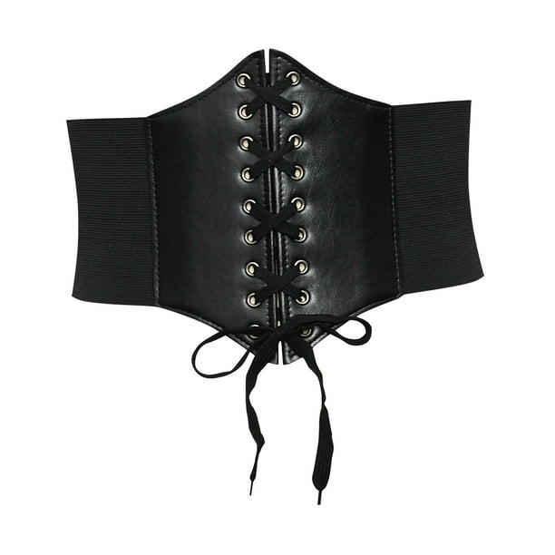 Asooll Cinturones elásticos anchos negros para mujer, cinturón de cintura  vintage con cordones, corsé de mariposa, bandas de cintura para fiesta