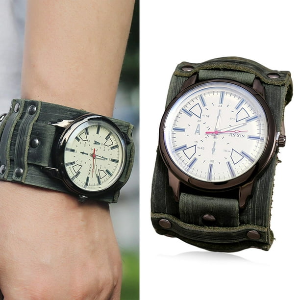 Reloj de Punk Vintage para hombre, brazaletes de reloj para hombre, correa  de material cuero , corre Fernando Reloj de pulsera