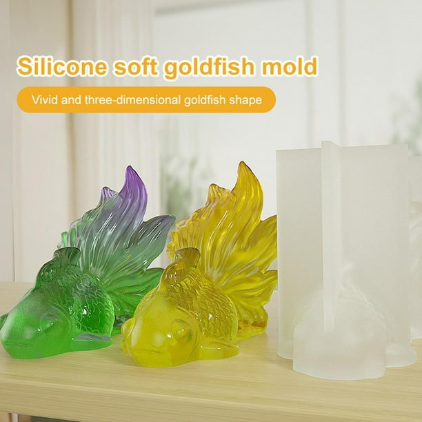 Moldes De Silicona Moldes de silicona 3D Goldfish para fundición de resina  epoxi, manualidades de animales DIY Ndcxsfigh
