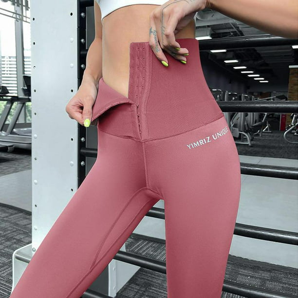 Mujeres Niñas Pantalones de Yoga de Compresión ejercicio Fitness Leggings  de Levantamiento de Glúteos con Recortador de cinturo para Controlar La  Rojo