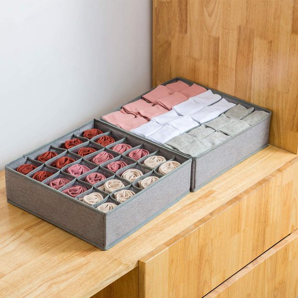  Simple Houseware Paquete de 3 organizadores de cajones para  calcetines, 24 + 24 + 16 celdas, gris : Hogar y Cocina