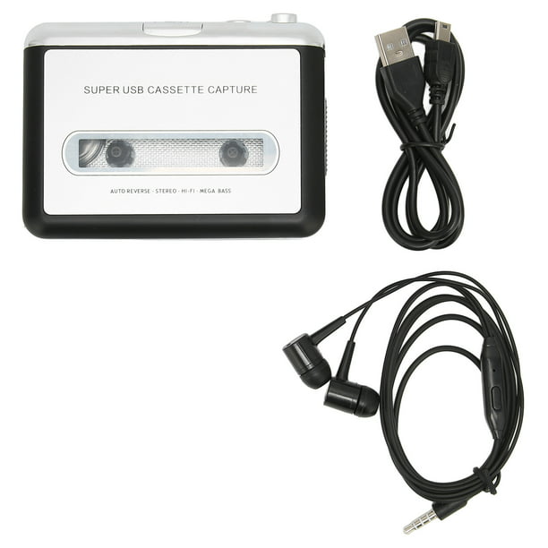 Reproductor de cinta de casete portátil, grabadora USB, convertidor de  casete a MP3 compatible con computadoras portátiles y computadoras  personales