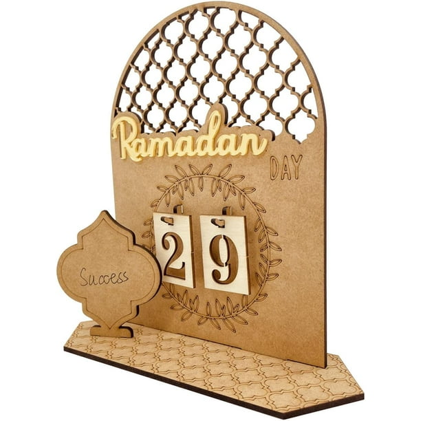 1 calendario de cuenta regresiva de Ramadán – Decoración de madera 2023 –  Calendario de Ramadán Eid ER
