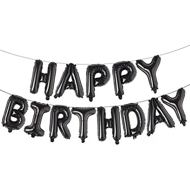 Banner de Cumpleaños (3D Negro) Globos de Mylar Foil Happy Birthday, 211  Piezas Decoracion HiParty HiParty