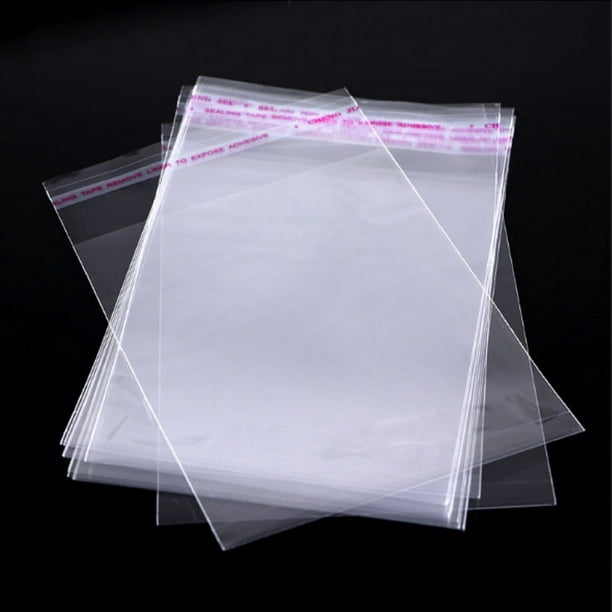 Bolsa de plástico transparente, bolsas de polietileno transparente, liso, 1  milímetro, para alimentos, libre de ácido, se puede guardar (paquete de