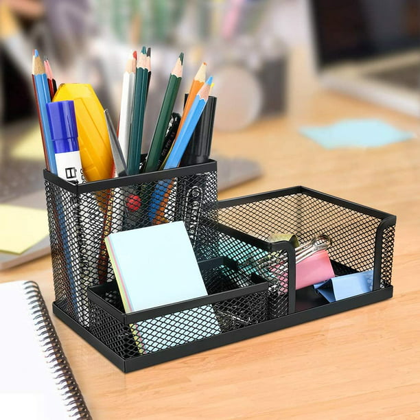 PYJLBX organizador escritorio, portalapices escritorio de malla metálica  lapiceros para escritorio material oficina, organizador de escritorio