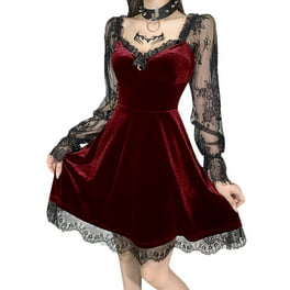 Descripción sitio Mercurio Mujer Mujer Vestidos góticos Lolita Vestido negro con cordones en capas  grunge Vintage Vestidos punk XBTCLXEBCO Rojo, Grande | Walmart en línea