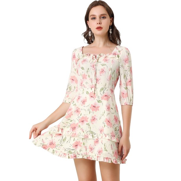 Vestidos florales para mujer Vestido casual con tirantes finos Rosa S  Unique Bargains Vestido
