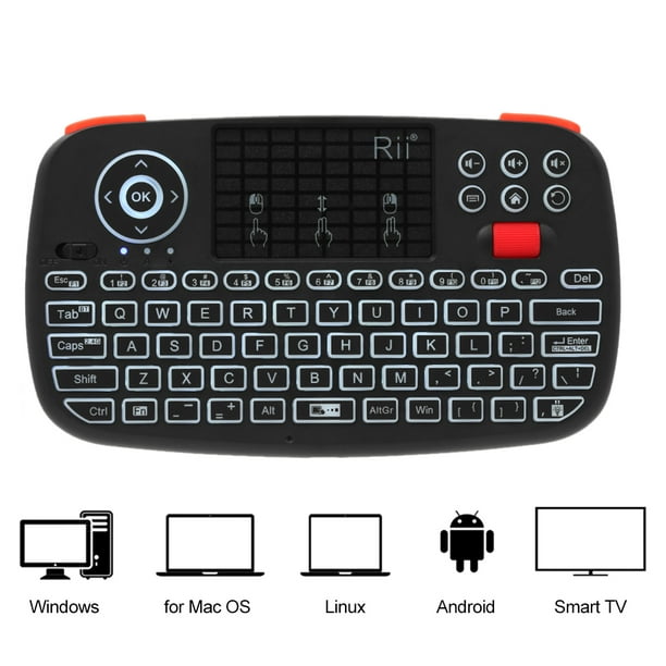 Rii Mini teclado inalámbrico Bluetooth con panel táctil, compatible con  Bluetooth + (RF) 2.4GHz conexión inalámbrica para teléfonos inteligentes,  PC