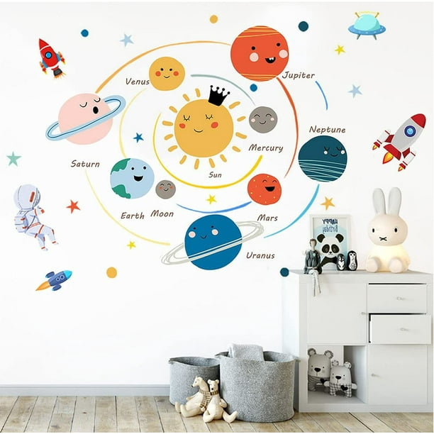 Pegatinas de pared de planeta espacial para habitación de niños, pegatinas  de pared para habitación Vhermosa WMPH-1825