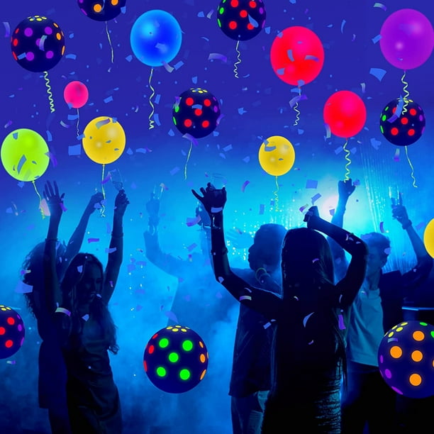  100 globos de fiesta de neón que brillan en la oscuridad, globos  de fiesta fluorescentes UV neón fluorescentes, globos de fiesta de 12  pulgadas, 5 colores brillantes para Halloween, fiesta de