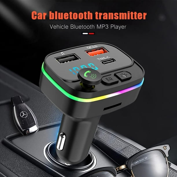 Transmisor FM Bluetooth, adaptador de coche Bluetooth V5.0, radio  Bluetooth, reproductor de MP3 QC3.0 carga rápida, llamadas manos libres, 2  modos de
