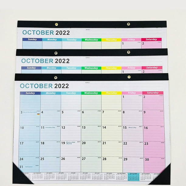 Dunwell Calendário de parede grande 2023 - (colorido, 30,5 x 43,5 cm) Use  outubro de 2022 a dezembro de 2023, calendário de escritório pendurado com  blocos diários de grade grande