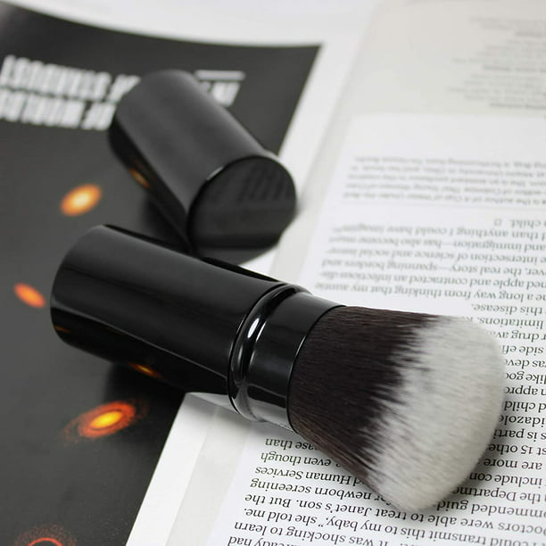 Brocha para colorete, maquillaje de fibra sintética profesional fuerte en  polvo para agarrar polvo suelto rubor portátil para viajes en casa (negro)