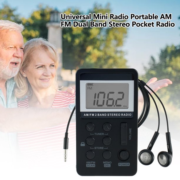 Radio portátil personal AM/FM, radio de bolsillo con pantalla LCD de  sintonización digital, radio Walkman recargable con auriculares Sterio,  radio