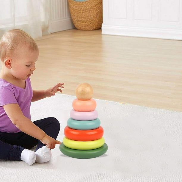 Juguetes Montessori para niños de 1 año juguete para bebés de 12 a 18 meses  juguetes de clasificación de formas de madera y apilamiento de anillos