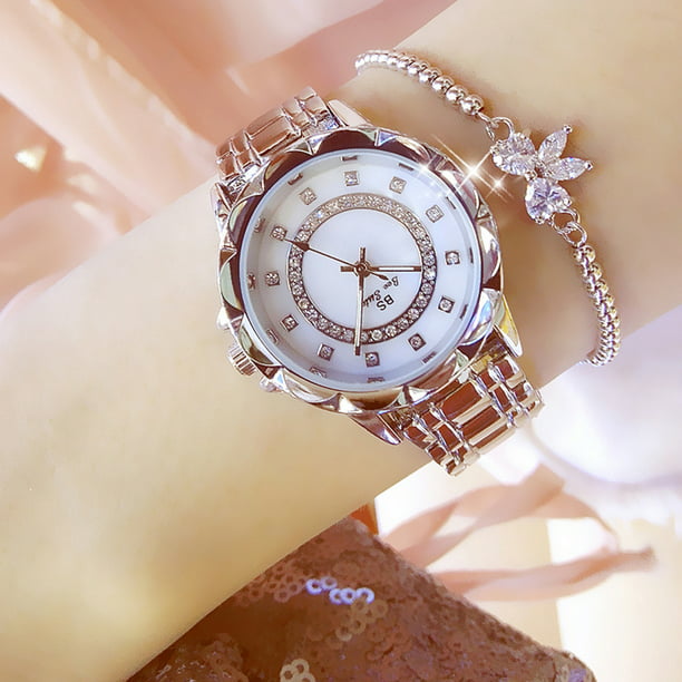 Reloj de moda para mujer, caja de metal, reloj de pulsera analógico, reloj  de cuarzo brillante co MABOTO Mirar