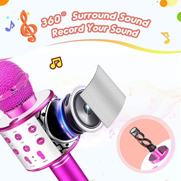 Micrófono inalámbrico Bluetooth Karaoke para juguetes infantiles, máquina  de karaoke portátil inalámbrica, micrófono de mano, bocina de mano para  Navidad, fiesta de cumpleaños para niños,, Moda de Mujer