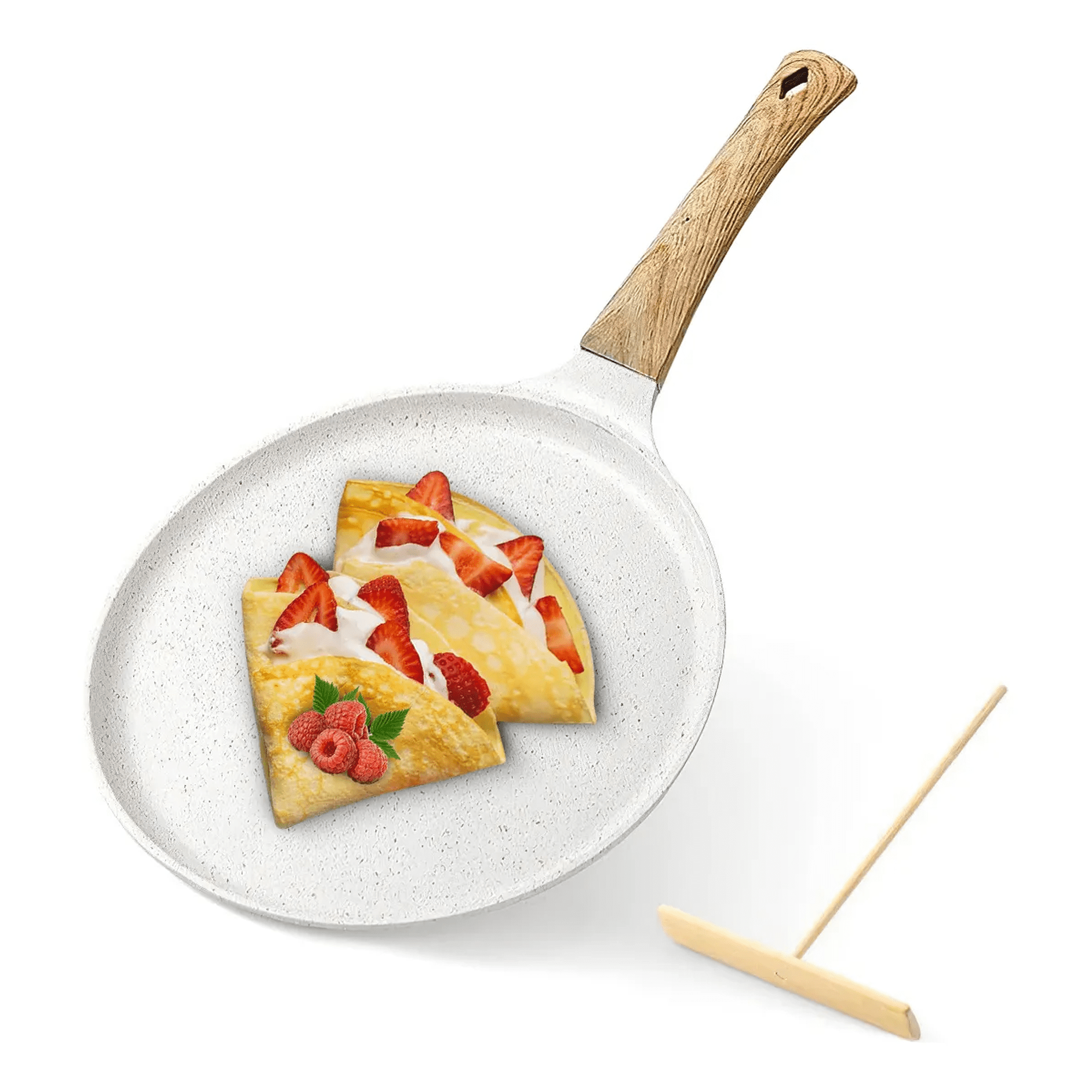 Sartén antiadherente cocina crepera con revestimiento 24cm xtellar blanco