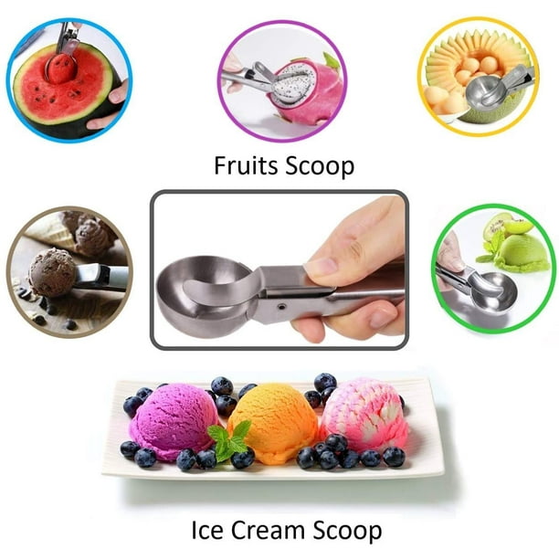 Cuchara para helado, cuchara para fruta, cuchara de acero inoxidable con  gatillo para helado, fruta, oso de fresa Electrónica