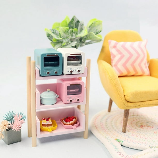 Muebles para casa de muñecas, mini modelo de horno microondas