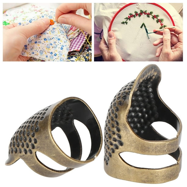  4 piezas de dedal de costura para trabajo a mano, protector de  dedo ajustable de metal para dedos, anillo de costura para manualidades,  accesorios de herramientas de costura : Arte y