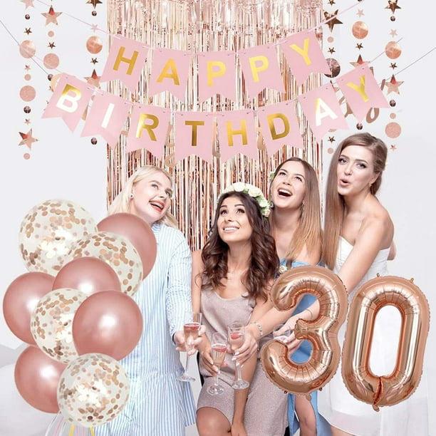 Globo de feliz cumpleaños, pancarta de feliz cumpleaños, con 2 globos de  aluminio, 4 globos de confeti, 6 globos de látex para fiesta de cumpleaños
