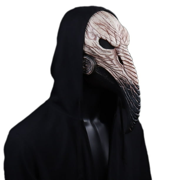 PartyHop Máscara de goma negra para médico de la peste de la peste, máscara  facial de látex de gas steampunk de nariz larga para Halloween, disfraz de