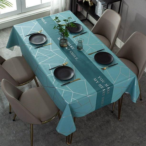  Mantel impermeable, mantel rectangular del 4 de julio, mantel  de mesa de comedor para cocina, fiesta, decoración de mesa al aire libre,  mantel rectangular de 52 x 70 pulgadas, color azul