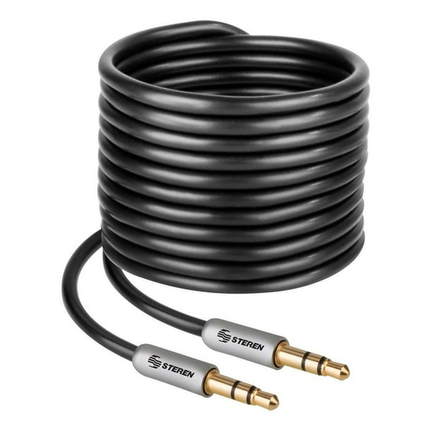 Cable auxiliar plug a plug 3,5 mm de 3,6 m, ultradelgado Steren 297-075