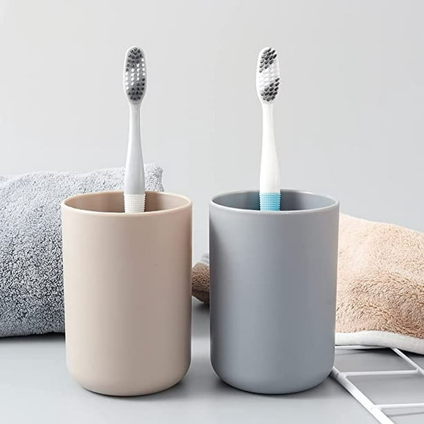 Taza plástica del vaso, taza del cepillo de dientes para el cuarto de baño  11.8 fl oz (caqui)