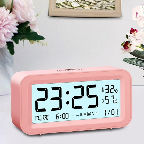 Reloj despertador digital con repetición con temperatura, humedad, fecha,  inteligente, luminoso, volumen ajustable, brillo para escritorio, oficina,  v