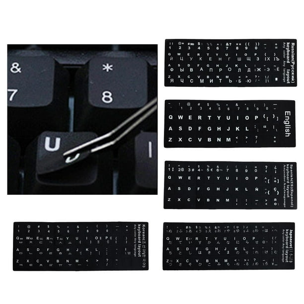 Pegatinas del alfabeto del teclado Pegatinas del teclado del ordenador  Fondo negro y blanco Español perfke Pegatinas de letras del teclado