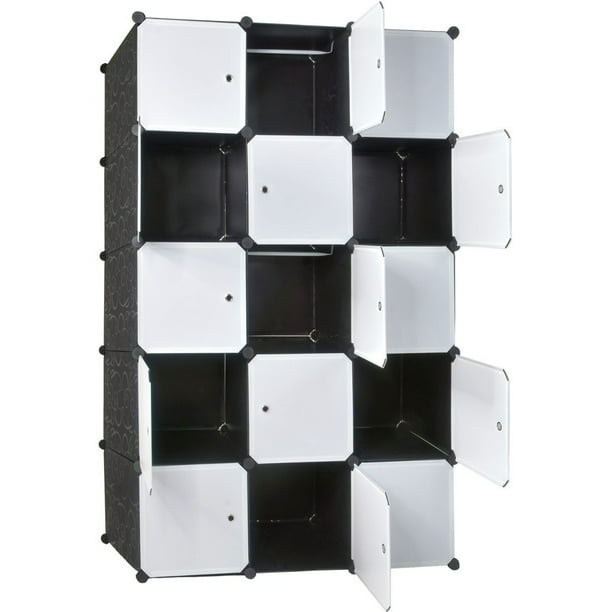 Orgnizador Armario Plastico Ropa 12 Cubos Color Negro