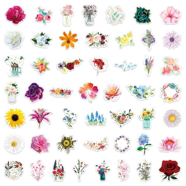 Juego de 100 piezas de pegatinas de flores bonitas pegatinas de flores  pegatinas de plantas impermeables pegatinas decorativas para botella de  agua, teléfono, maleta, etc. TUNC Sencillez