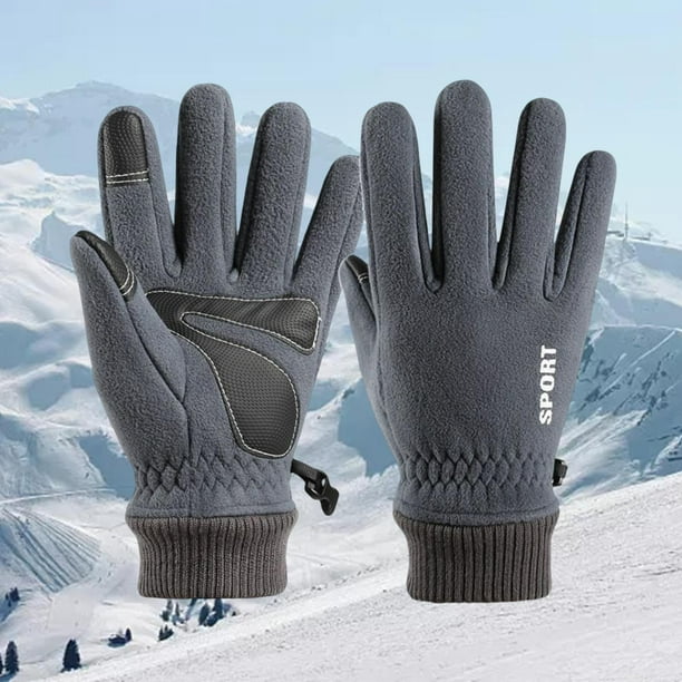 Guantes cálidos de invierno Guantes térmicos Protección de manos de vellón  a prueba de viento para ciclismo L Gris Cola guantes de invierno