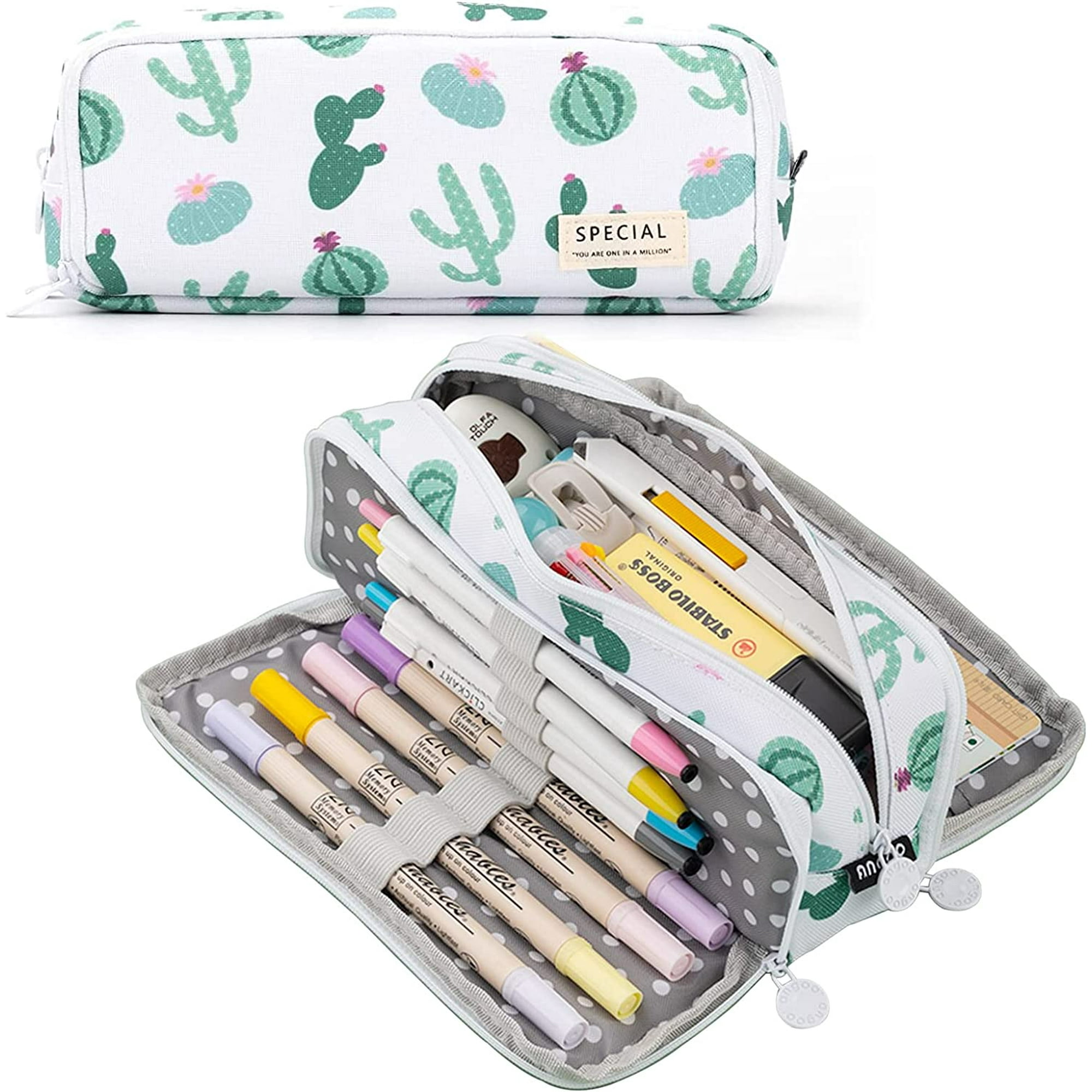 CICIMELON Estuche para lápices de gran capacidad con 3 compartimentos,  bolsa para bolígrafos para escuela, adolescentes, niñas, niños, hombres y