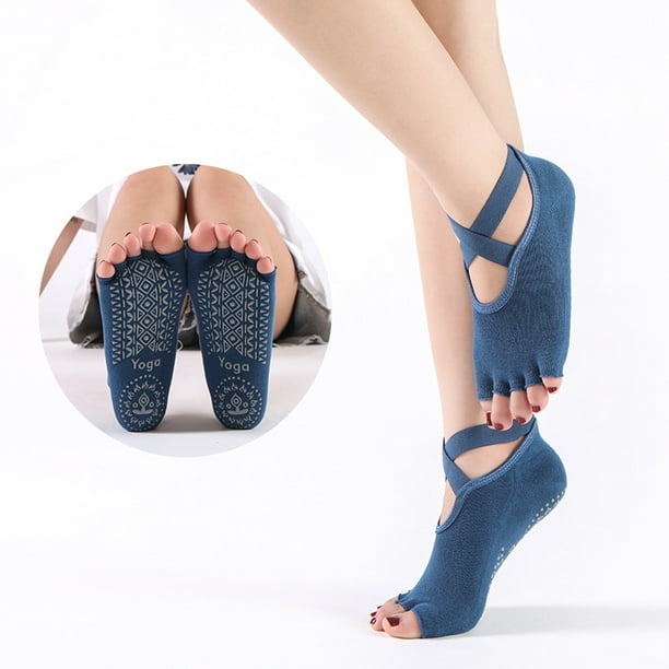 Calcetines Yoga Toe con Agarres Pilates Calcetines sin dedos para